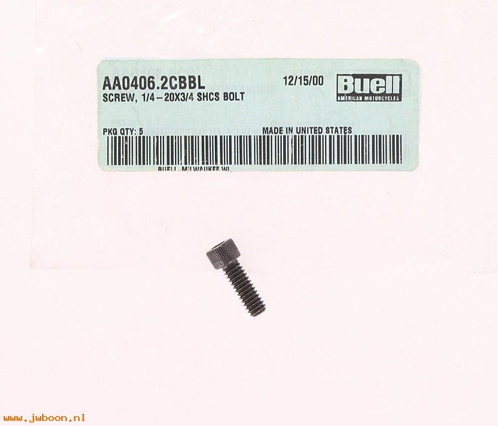   AA0406.2CBBL (AA0406.2CBBL): Screw, 1/4"-20 x 3/4" hex socket head - NOS - Buell S3 '00-'02