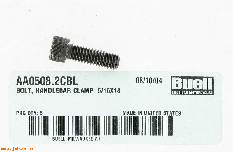   AA0508.2CBL (AA0508.2CBL): Bolt, 5/16"-18   handlebar clamp - NOS - Buell Blast