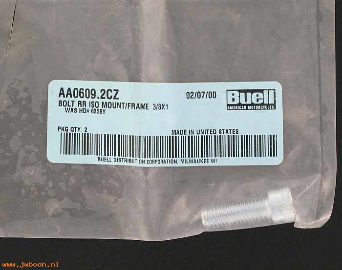   AA0609.2CZ (AA0609.2CZ): Bolt, rear iso mount / frame 3/8"-16 - NOS - Buell S3 '00-'02