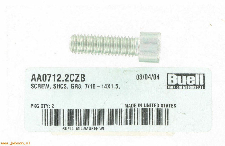   AA0712.2CZB (AA0712.2CZB): Screw, 7/16"-14 x 1-1/2" hex socket head - grade 8 - NOS