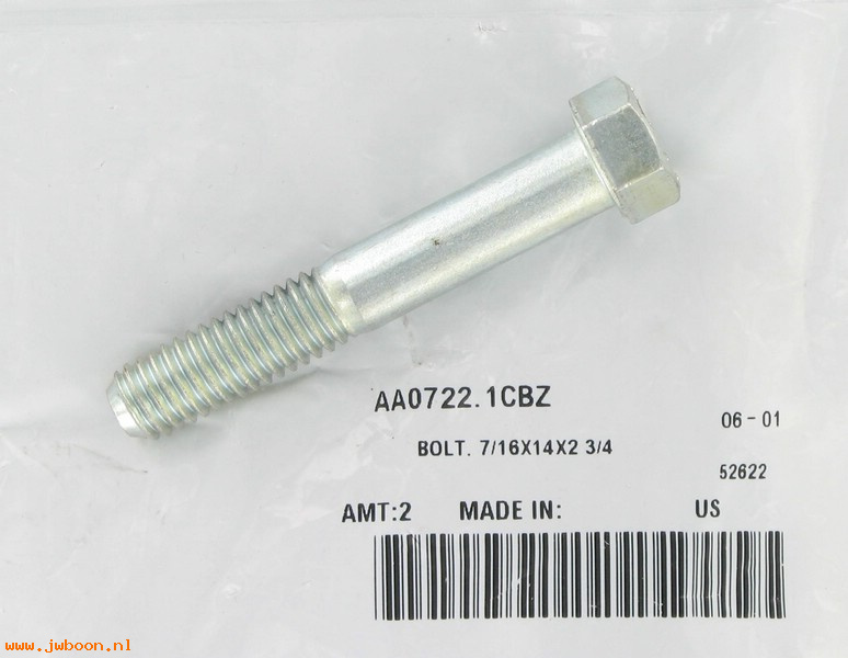   AA0722.1CBZ (    3253Y): Bolt, 7/16"-14 x 2 3/4" - NOS - Buell S3, X1 '00-'02