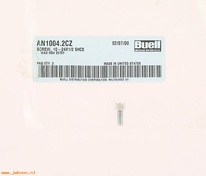   AN1004.2CZ (    2575Y): Screw, 10-24 x 1/2" hex socket head - NOS - Buell S1 '96-'97