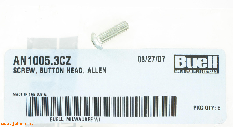   AN1005.3CZ (    2996Y): Screw, button head, Allen - NOS