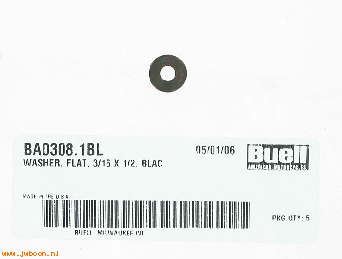   BA0308.1BL (BA0308.1BL): Washer, flat, 3/16" x 1/2" - NOS - Buell XB