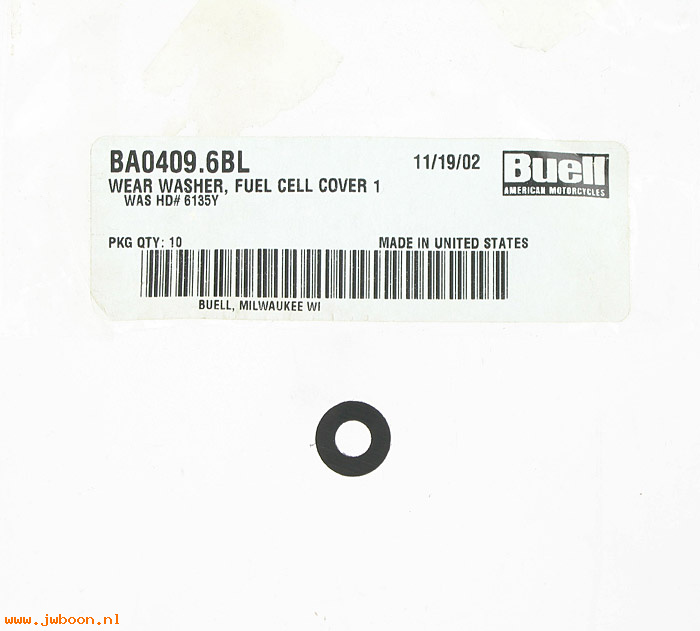   BA0409.6BL (    6135Y): Wear washer,1/4"x9/16" fuel cell cover -NOS-Buell S3, X1 '00-'02