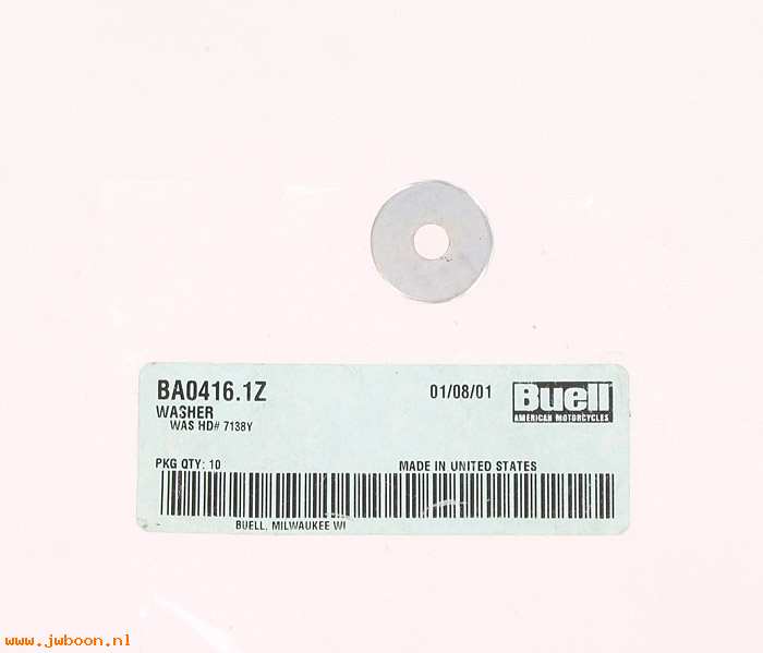   BA0416.1Z (    7138Y): Washer, 1/4" x 1" - NOS - Buell S3 '99-'02