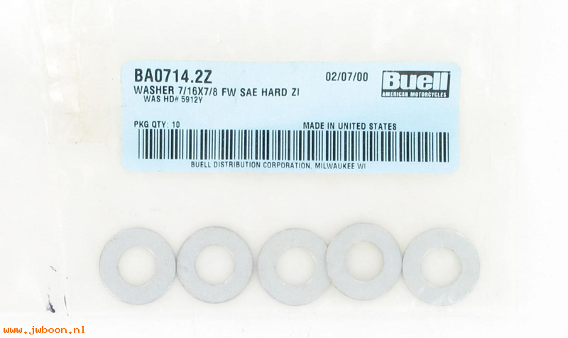   BA0714.2Z (    5912Y): Washer, 7/16"   hardened - NOS - Buell S3, X1 '99-'02