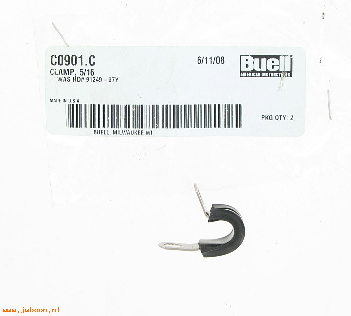   C0901.C (91249-97Y): Clamp, brake line 5/16" - NOS - Buell S3, S1/X1 '97-'02