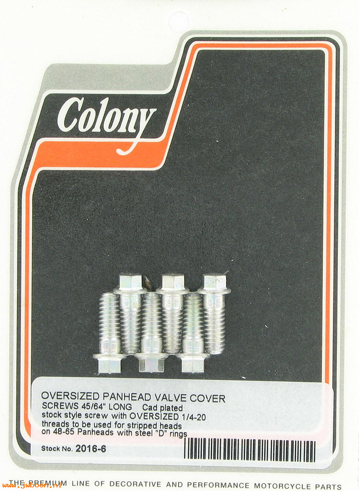 C 2016-6 (    3565W): Oversize Panhead valve cover screws, 1/4"-20,  EL,FL,FLH '48-'65