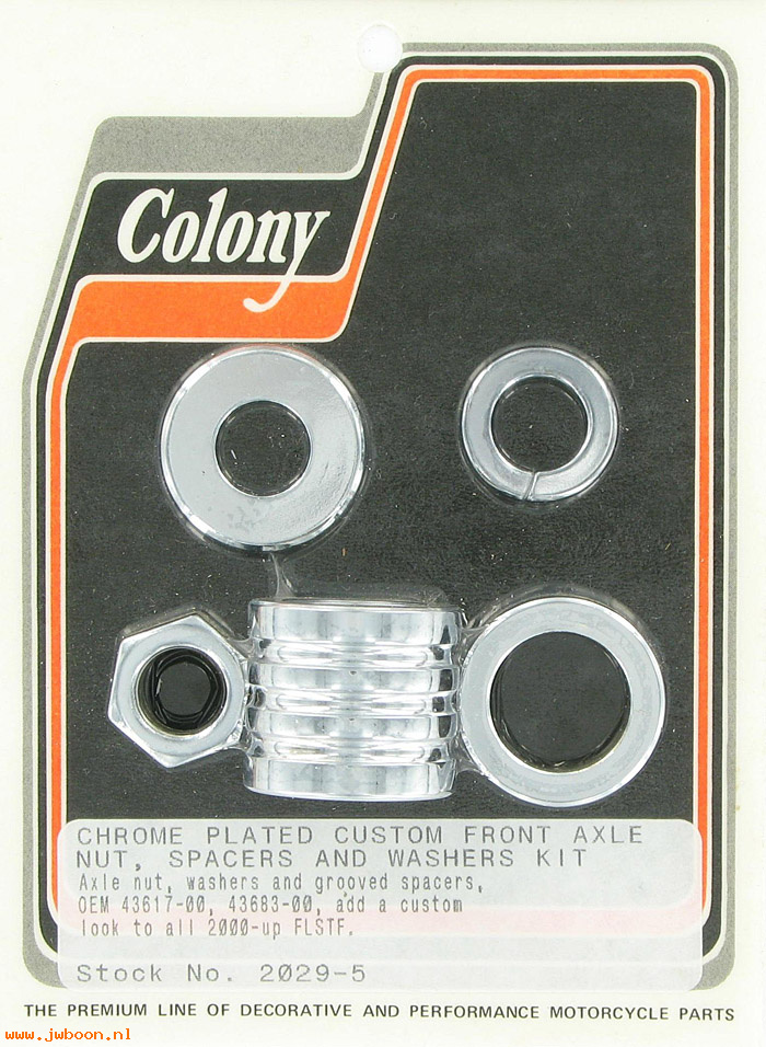 C 2029-5 (43617-00 / 43683-00): Front axle nut and grooved spacer kit, custom - FLSTF '00-'06
