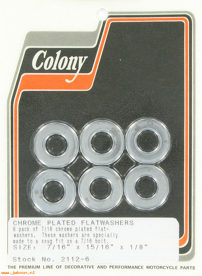 C 2112-6 (): Flatwashers, snug fit,  7/16" x 15/16" x 1/8"  in stock, Colony
