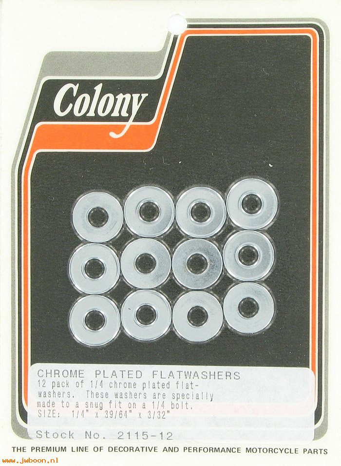 C 2115-12 (): Flatwashers, snug fit,  1/4" x 39/64" x 3/32"  in stock, Colony