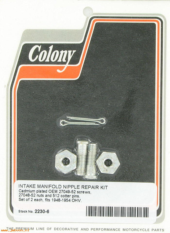 C 2230-6 (27048-52  / 27049-52): Intake manifold nipple repair kit-screws,nuts,cott. pins-BT 48-54