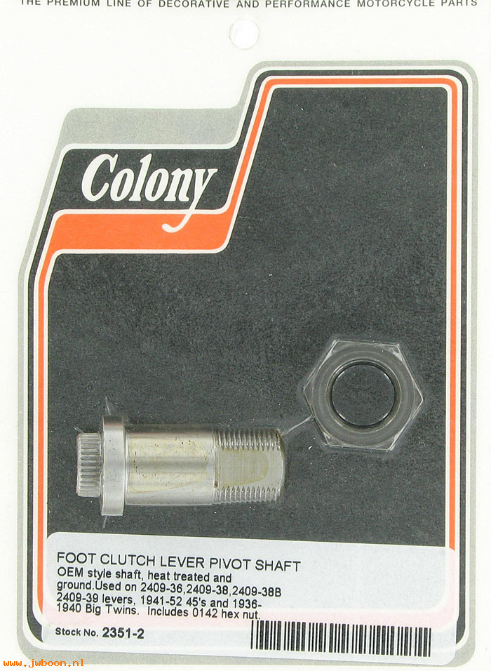 C 2351-2 ( 2430-40): Foot clutch lever pivot shaft&nut-WL 38-52.B.T. 36-40.S-car 38-46