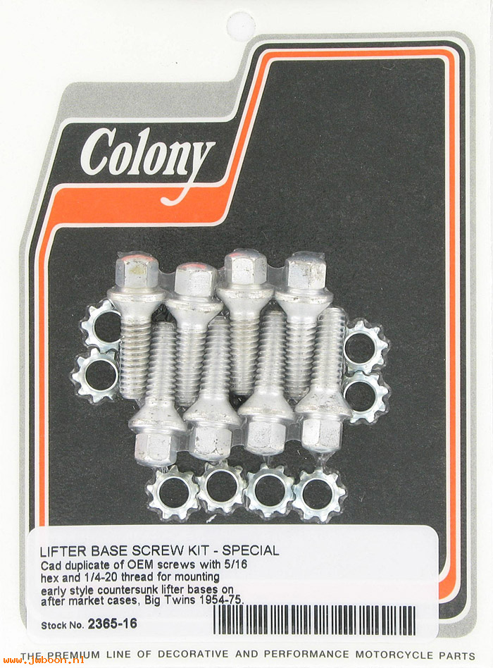 C 2365-16 (18660-53): Lifter base screw kit - 5/16" hex, 1/4"-20 thread-Big Twins 54-75