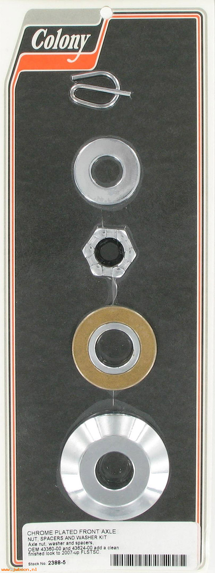 C 2388-5 (43360-00 / 43624-00): Front axle nut, washer and spacer kit - smooth - FLSTS '00-