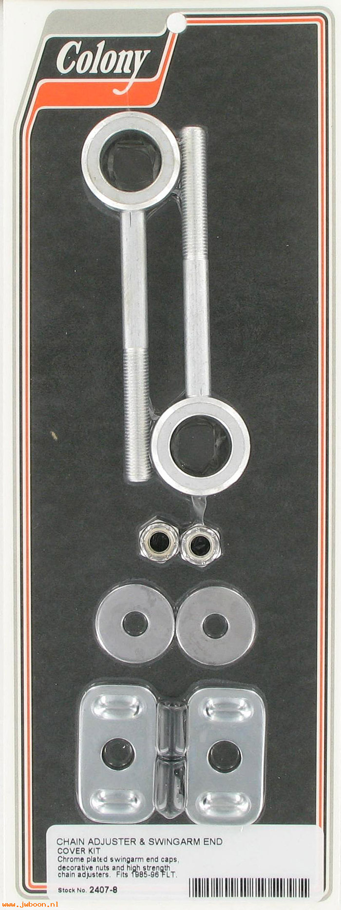 C 2407-8 (): Chain adj. & swingarm end cover kit - FLT '85-'96, in stock