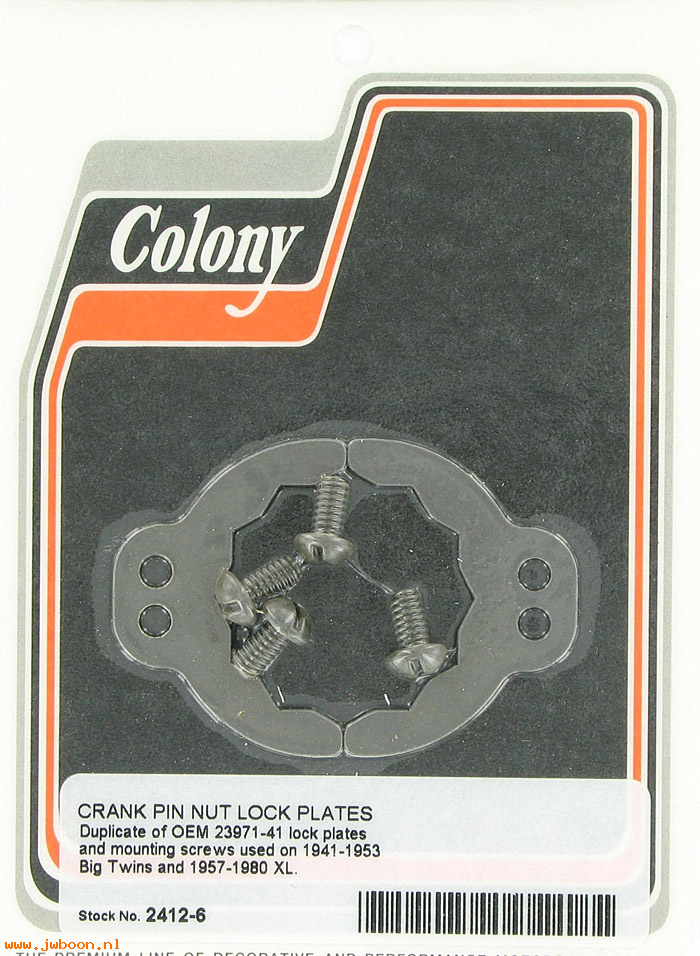 C 2412-6 (23971-41 / 369-41): Crank pin nut lock plates (2) - FL '41-'53. KH,Ironhead XL L54-79