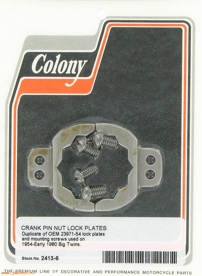 C 2413-6 (23971-54): Crank pin nut lock plates (2) - Big Twins FL,FX 54-e81, in stock