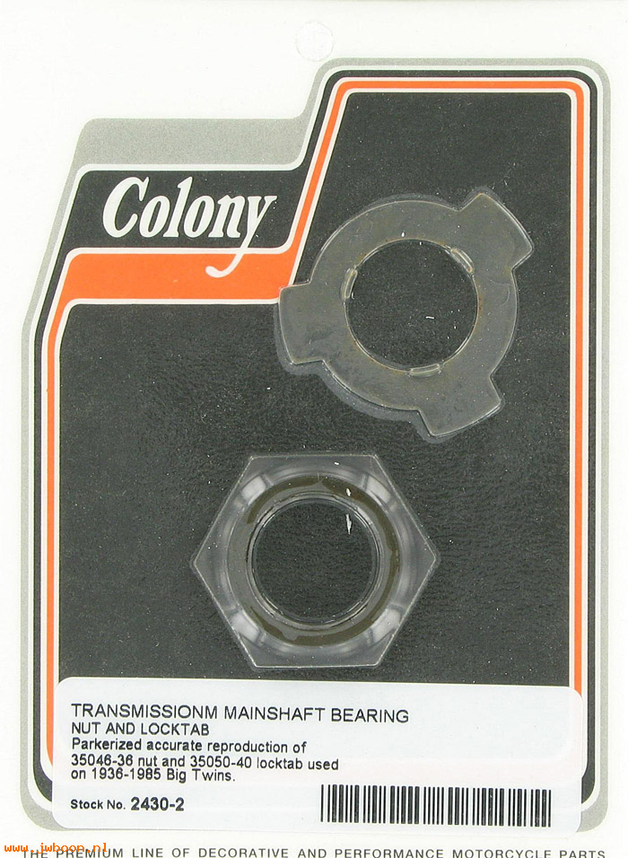 C 2430-2 (35046-36 / 35050-40): Transmission mainshaft bearing nut & l/w - FL, FX '36-'84