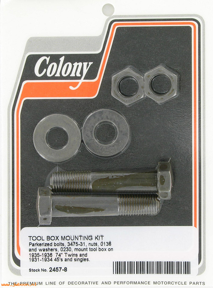 C 2457-8 ( 3475-31): Tool box mtg kit - Flathead VL 35-36 - Singles 31-34, in stock