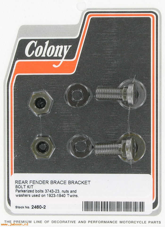 C 2460-2 ( 3743-23): Rear fender brace bracket bolt kit - All models '23-'41, in stock