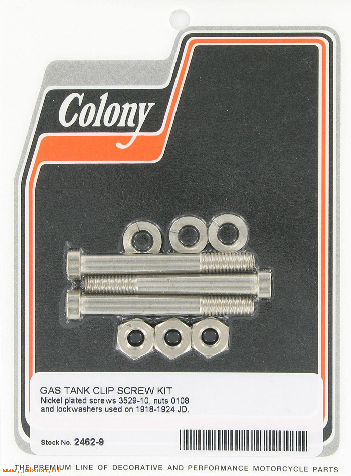 C 2462-9 ( 3529-10): Gas tank clip screw kit - F, J, JD '18-'24, in stock, Colony