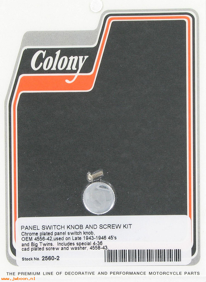 C 2560-2 (71610-42 / 4556-42): Panel switch knob & screw kit - 750cc, Big Twins L43-46, in stock