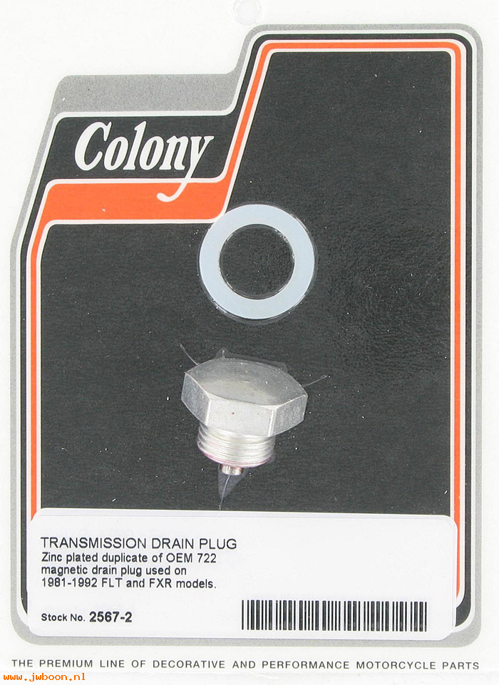 C 2567-2 (     722): Transmission drain plug - FLT, FXR '81-'92, in stock Colony