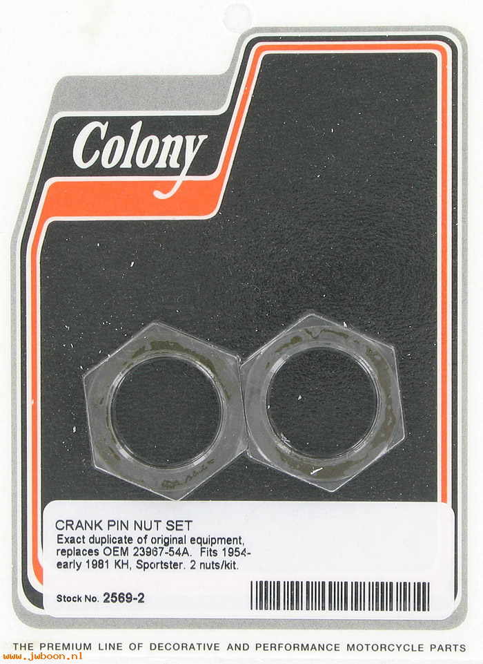 C 2569-2 (23967-54A): Crank pin nut set (2) - KH, Ironhead XL '54-early'81, in stock