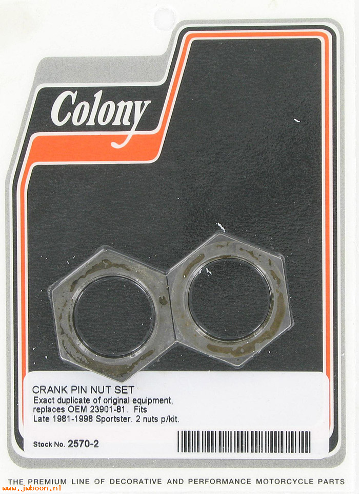 C 2570-2 (23901-81): Crank pin nut set (2) - XL's late'81-'99. Buell '95-'99, in stock