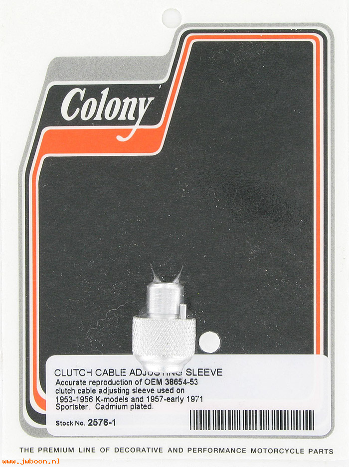 C 2576-1 (38654-53): Clutch cable adjusting sleeve - K,KH,XL '53-early'71. XLR,XR 750