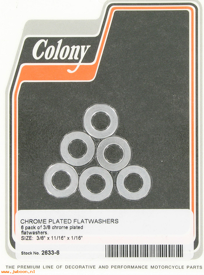 C 2633-6 (): Flatwashers six-pack 3/8" x 11/16" x 1/16" Colony, in stock