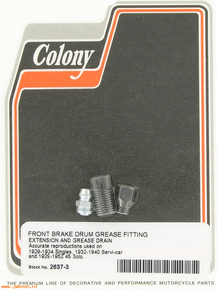 C 2637-3 (44250-29 / 4140-29): Front brake grease nipple extension & drain, Springers, in stock