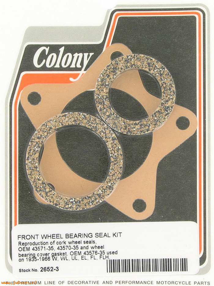 C 2652-3 (43570-35 / 43571-35): Wheel bearing seal kit - 750cc '35-'66. Big Twins 36-66. Sidecar