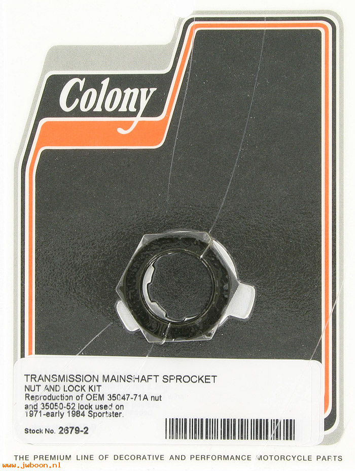 C 2679-2 (35047-71A): Transmission mainshaft sprocket nut and lock kit - XL '71-early84