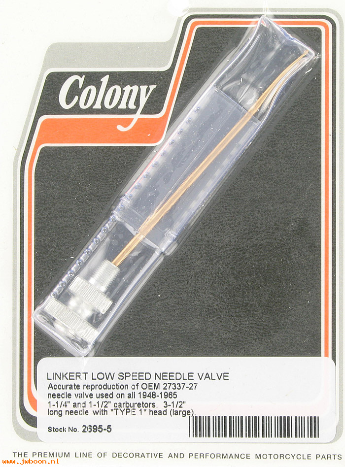 C 2695-5 (27337-27 / 1261-27A): Low speed needle valve cpt, large screw - Schebler/Linkert 27-65