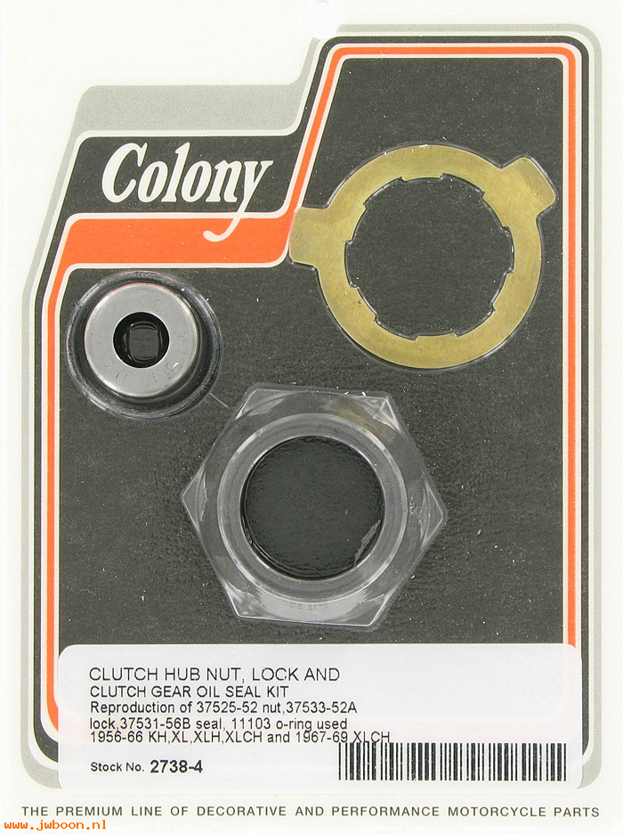 C 2738-4 (37526-56A /37533-52A): Clutch hub nut kit - Ironhead XL '56-'66. XLCH '67-'69, in stock