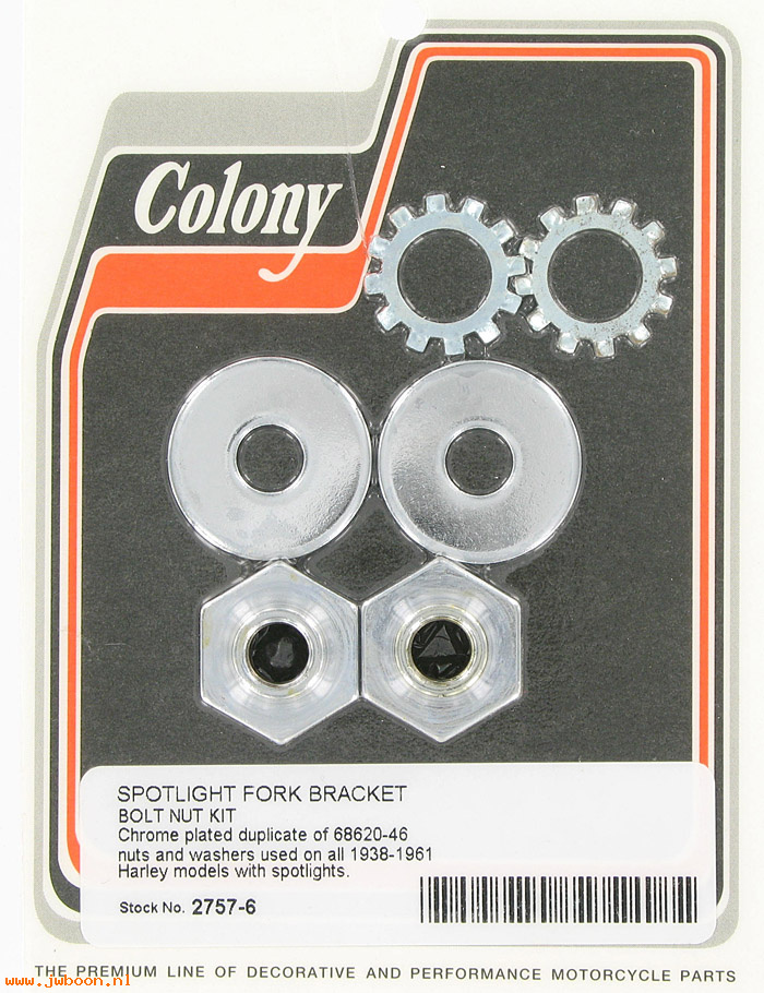 C 2757-6 (68620-46 / 3475-46A): Spotlight fork bracket nuts - WL, UL, EL, FL '46-'57, in stock