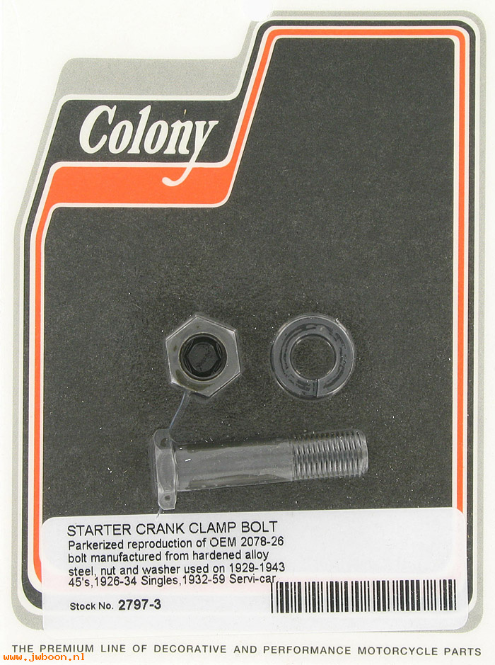 C 2797-3 (    4370 / 2078-26): Starter crank clamp bolt - 750cc 29-52. Servi-car 32-59. Singles