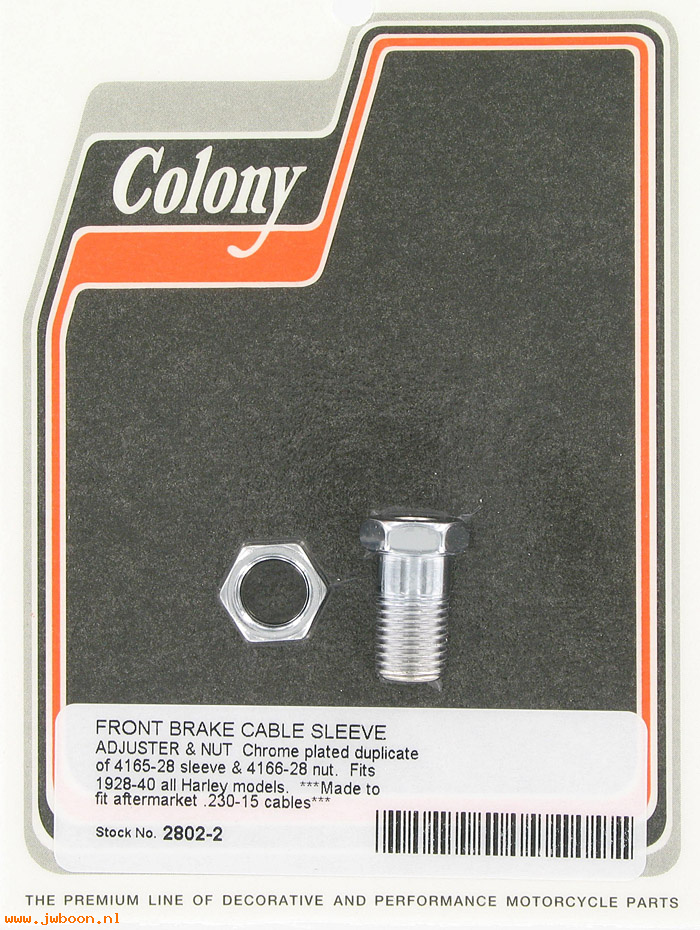 C 2802-2 (38674-28 / 4165-28): Front brake cable adjusting screw and nut, for .230 x 15 cables