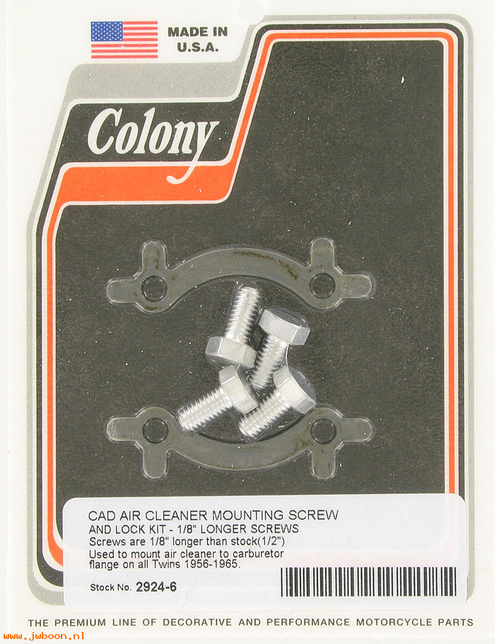 C 2924-6 (29060-56): Air cleaner mounting screws & lockwasher, 1/2" screws - '56-'65