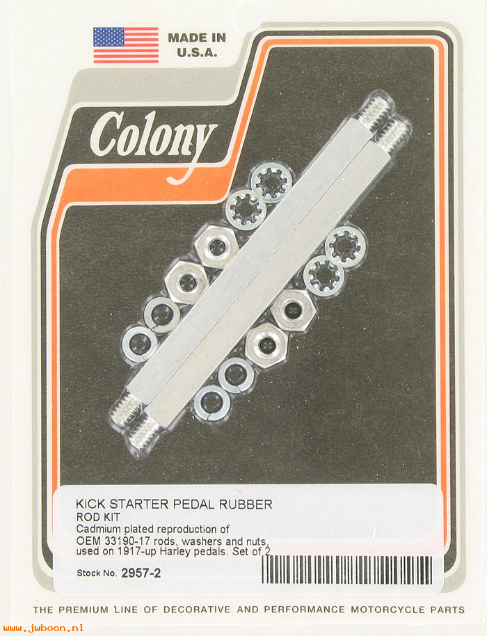 C 2957-2 (33190-17 / 2093-17): Kick starter pedal rubber rod kit - All models '17-'64, in stock