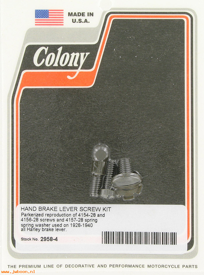 C 2958-4 ( 4154-28 / 4156-28): Hand lever screw kit - All models '28-'40, in stock, Colony