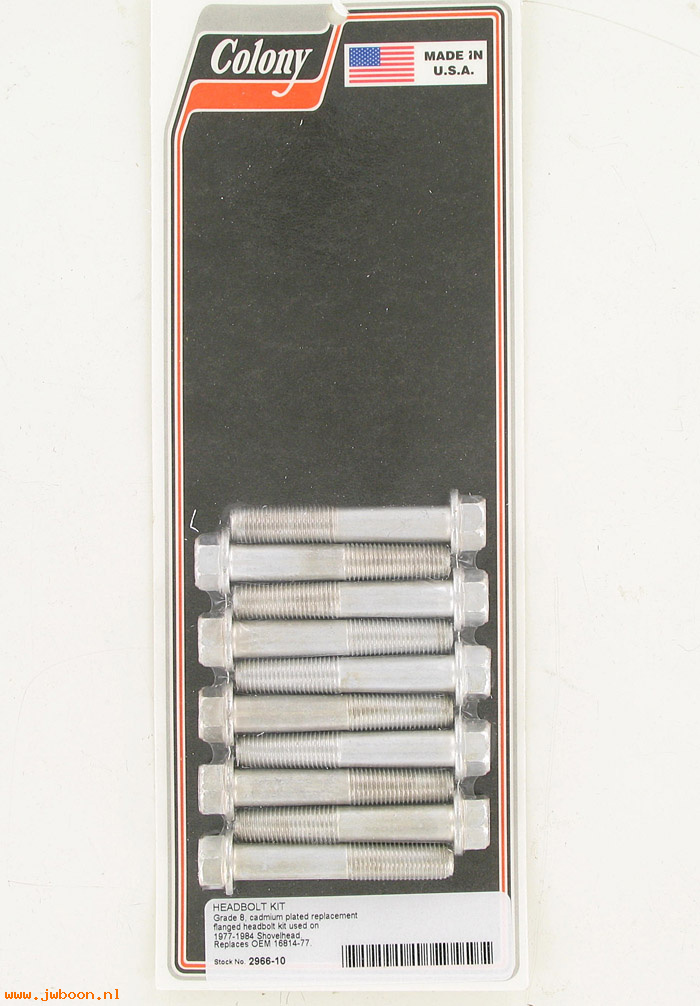 C 2966-10 (16814-77): Head bolt kit, flanged - FL '77-'84. FX '77-'84. FXR '82-'83. FLT