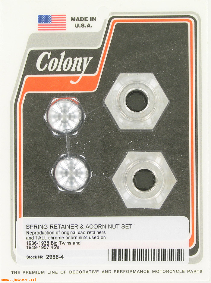 C 2986-4 (45648-36 / 45647-30): Fork spring top nut kit - early style - Springer forks '36-'57