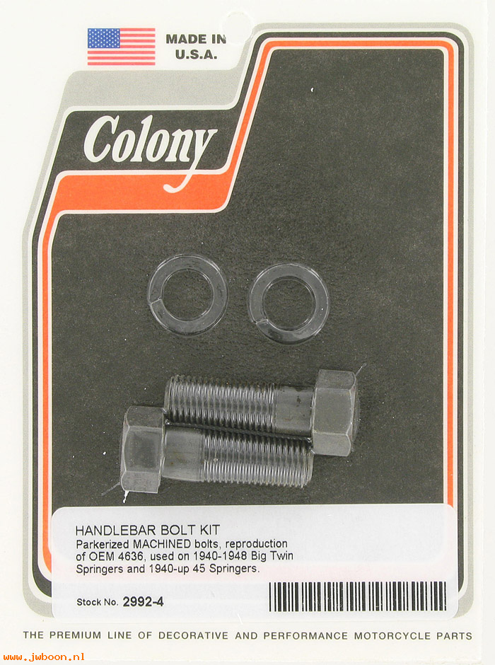C 2992-4 (    4636 / 6033-30): Handlebar bolt kit - machined - 750cc '40-'57. Big Twins '36-'48
