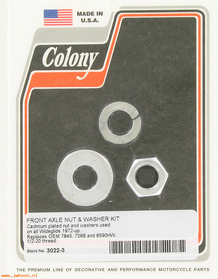 C 3022-3 (    7845): Front axle nut and washer kit, in stock - Wide Glide '72-