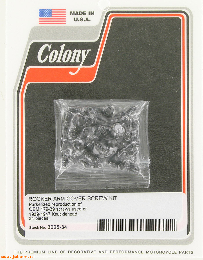 C 3025-34 (    3477 / 179-39): Rocker arm cover screws (34) - EL, ELC, FL, TA '39-'47, in stock