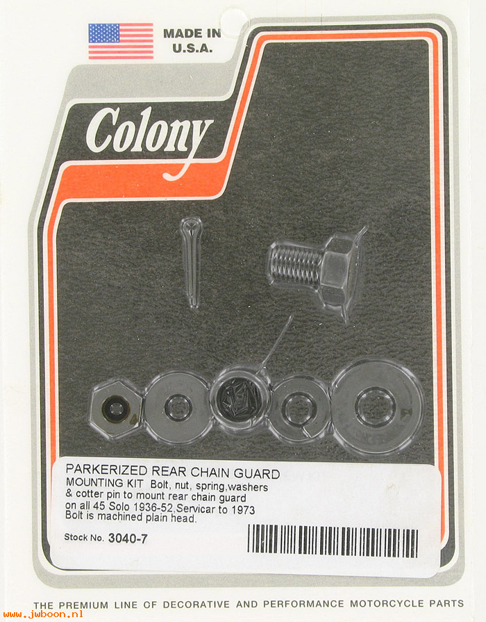 C 3040-7 (60350-36 / 524-25): Rear chain guard mounting kit - plain head bolt - 750cc '36-'52